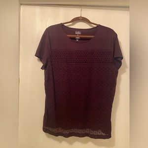 Only Worn Once. XL Burgundy Eyelet Shirt